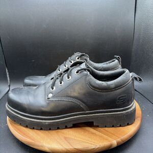 Skechers Men’s Size 9.5 Alley Cats Oxford Lace Up Shoes Black Leather 7111 Y2K